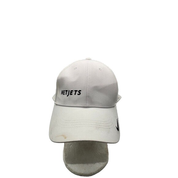 Nike Legacy91 NetJets Golf Hat Cap Dri-Fit White Adjustable Swoosh Corporate